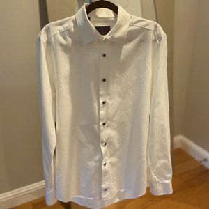 David Donahue Dress Shirt 16 1/2 36/37 White Trim